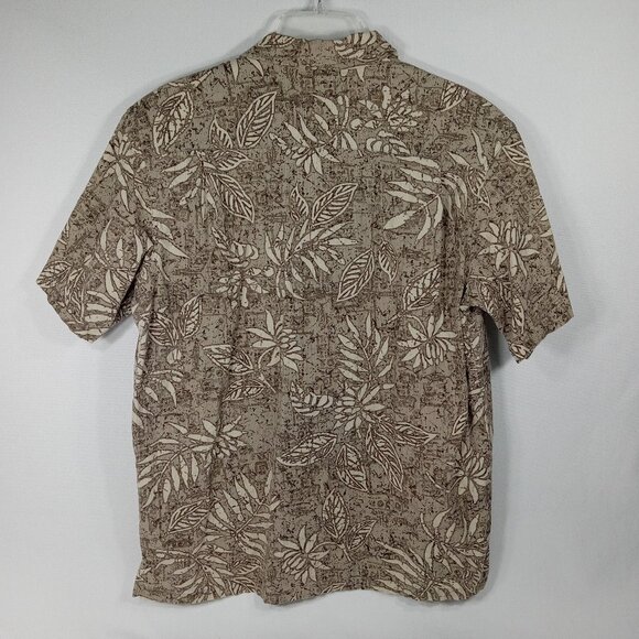 COLUMBIA Men's Brown Hawiian Leaf Design Button Front Shirt Size Medium - Picture 4 of 10